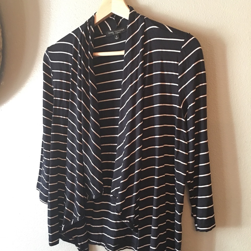 Navy Blue and Whit Green Envelope flowy cardigan